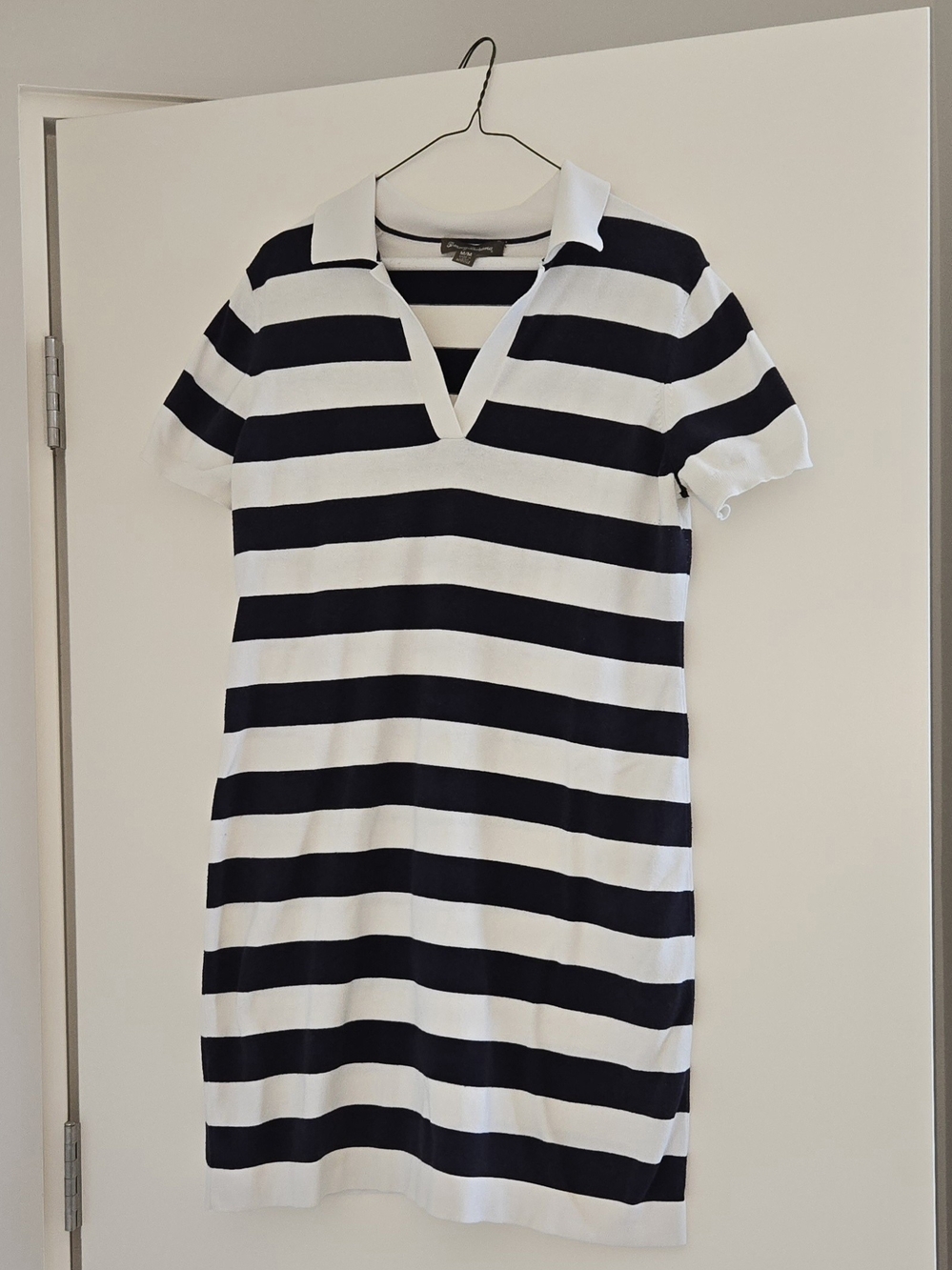TOMMY BAHAMA Classic Polo Shirt Dress MEDIUM Blue White Stripe Preppy